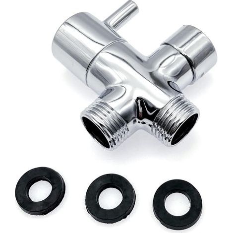 Vanne de dérivation de bras de douche 1/2 pouce, distributeur de pommeau de douche 3 voies en laiton, vanne de dérivation de douche en métal de remplacement G1/2 avec rondelle en caoutchouc, adaptateu (1/5)
