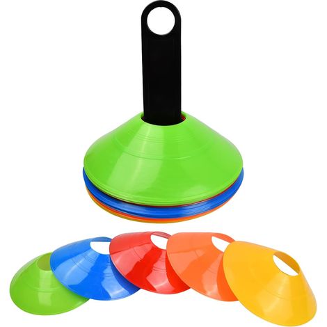 Lot de 20 cônes de marquage pour le football, disques de marquage avec sac, gobelet de sport, cônes d'entraînement pour le marquage du terrain de football. (1/5)
