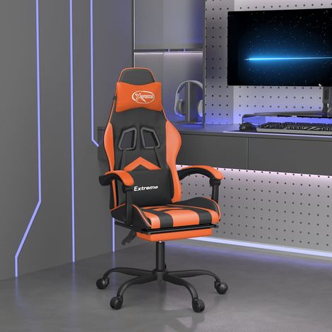vidaXL Chaise de jeu avec repose-pied Noir et orange Similicuir (1/5)