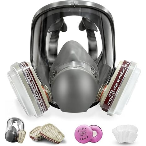 Mascarilla respiratoria reutilizable con filtros, mascarilla protectora contra gases, mascarilla antipolvo para pintar, soldar, humos orgánicos, lijar y grafiti. (1/5)