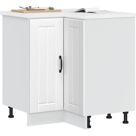 vidaXL Kitchen Corner Base Cabinet "Lucca" White Engineered Wood