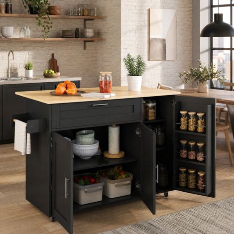 Mobiler Küchenschrank 132,5 x 44(70) x 90 cm mit klappbarer Platte HAVRYA (1/5)