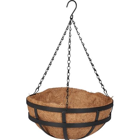 Set di 3 vasi sospesi per piante ricadenti balcone design moderno 40 x 25 x 25 cm in metallo nero 130012391