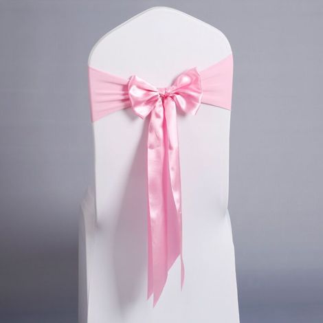 Nœuds de chaise en satin (or rose), lot de 2, pour chaises de réception de mariage (1/5)