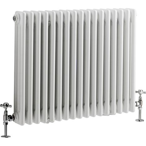 Milano Windsor White Cast Iron Style Triple Column Horizontal Radiator - 600mm x 785mm
