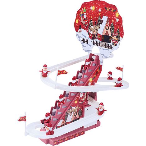 Toboggan électronique de Noël automatique, circuit éducatif de Noël, montagnes russes coulissantes, à piles, 9 pièces, Père Noël (1/5)