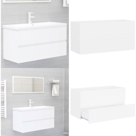 Waschbeckenunterschrank Weiß 90x38,5x45 cm Holzwerkstoff - Waschtischschrank - Badezimmermöbel - Holzwerkstoffschrank - Weißer Schrank - Spiegelschrank - Home & Living