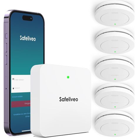 Système de Détection de Fumée Connecté - 5 Détecteurs WiFi avec Station de Base (1/5)