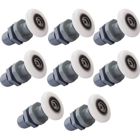 Set mit 8 Schiebetürrollen für Duschen – 19 mm Durchmesser – feuchtigkeitsbeständiges Nylon – für 4–6 mm Glastüren (1/5)