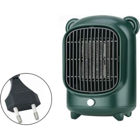 Chauffage d'espace électrique portable 500 W avec thermostat, petit radiateur en céramique de bureau - vert (1/4)