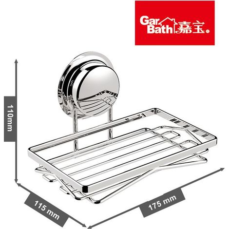 Boîte de rangement de salle de bain Jiabao à ventouses, en acier inoxydable, sans perçage, fixation murale, étagère de rangement pour lavabo, gain de place (1/5)