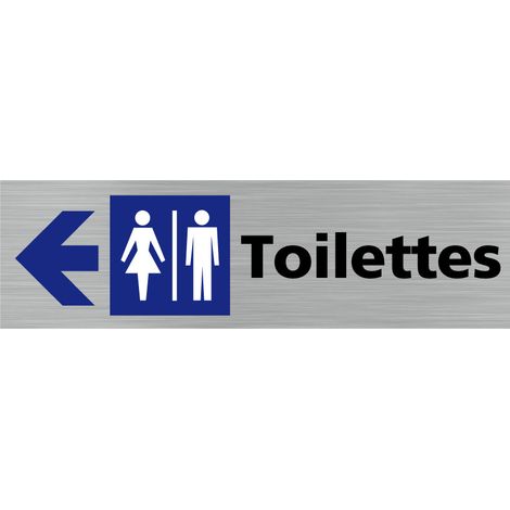 Pictogramme TOILETTES FLECHE VERS LA GAUCHE (Q0416).- Plaque aluminium brossé -