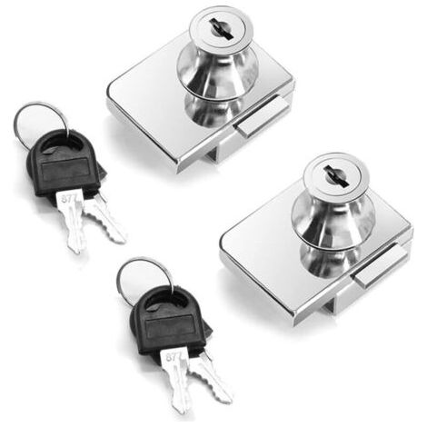 Lot de 2 verrous de sécurité à double ouverture, pour porte en verre de 0,2 à 0,31 cm, clé séparée sans perçage, alliage de zinc (1/4)