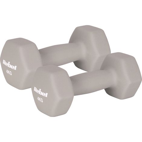 Manubri HEX 2x4kg in ghisa neoprene per allenamento Rebel Fitness (1/4)