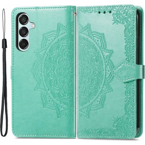 Étui à rabat pour Samsung Galaxy M15 5G, Mandala, Vert
