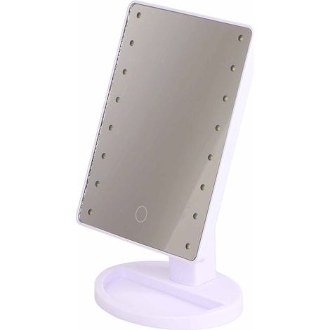 LED-beleuchteter Kosmetikspiegel mit 16 LEDs, Touch-Bedienung, batteriebetrieben, weiß. (1/5)