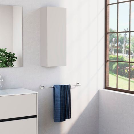 Inda - Pensile bagno con anta SX e ripiano 30x80 cm - Perla Opaco (1/4)