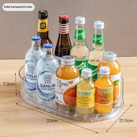 Boîte de rangement rotative à 360° pour réfrigérateur (transparente) - Organisateur d'épices multifonctionnel, plateau à boissons simple pour plan de travail de cuisine (1/5)