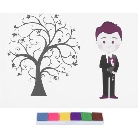 Photo d'identité pour la fête d'anniversaire d'un petit garçon : peinture avec empreintes digitales à faire soi-même. (1/5)