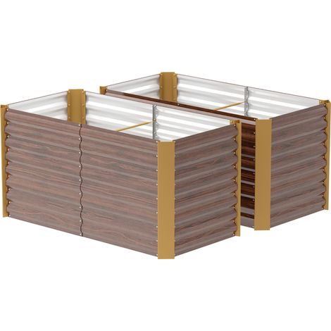 Set di 2 aiuole rialzate in acciaio zincato verniciato a polvere 120 x 60 x 60 cm marrone MODENUIT (1/5)