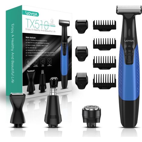 Men's Beard Trimmer, 4 All-in-One Men's Body Trimmer, Blue TX510 Precision Hair Trimmer with 11 Accessories with Sharpened Blades Rechargeable Wet Dry (1/5)