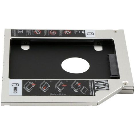 Caddy disque dur SATA tout aluminium 9,0 mm pour lecteur optique ordinateur portable, support HDD SSD 2,5 pouces (1/3)
