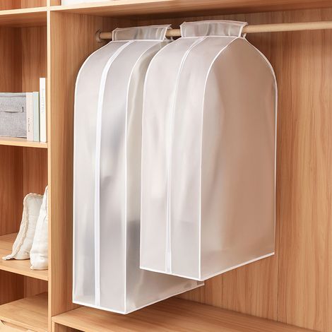 Housse de protection pour vêtements, housse de rangement respirante pour penderie, lot de 2, anti-poussière, pour costumes et manteaux, zippée, idéale dressing (1/4)