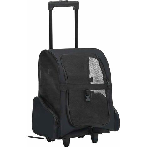 vidaXL Carro plegable para mascotas multiusos negro (1/5)
