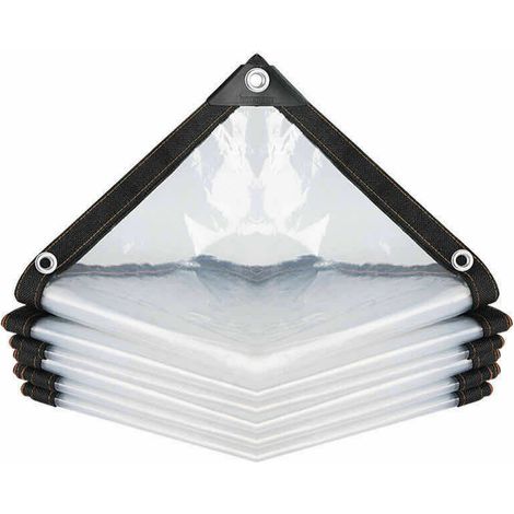 Bâche Transparente Imperméable avec Oeillets, à l'eau en PE Multi-Usage Anti-Pluie Résistante Aux Déchirures Toile de bâche Ultra légère (Color : Clear, Size : 200x200cm)