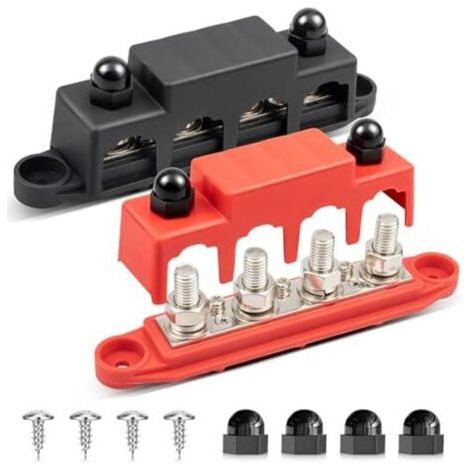 Bloc de distribution de jeu de barres 150 A 12 V-48 V CC, barre de distribution avec 4 boulons de borne M8 et 3 boulons M4 pour système électrique de voiture, marine, camping-car, camion, bloc de dist (1/4)