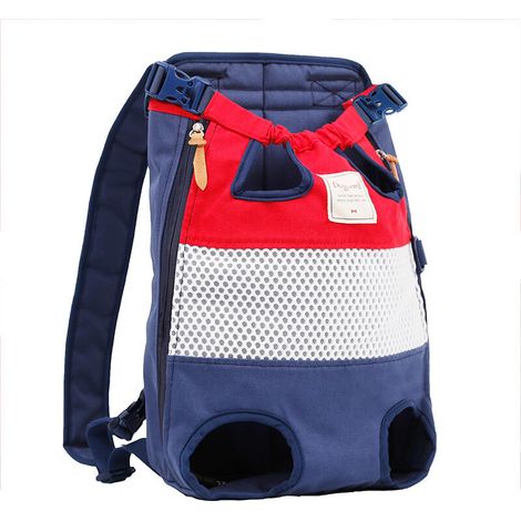 Sac de transport pour animaux de compagnie en une seule pièce, sac à dos pour chiens pour la marche, l'équitation et les motos jusqu'à 10 kg (rouge et bleu) (1/5)