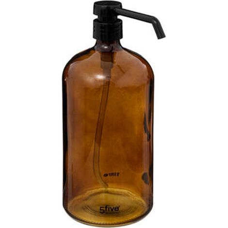 Five Simply Smart – Distributeur de savon pompe 1L en verre marron – Dimensions L. 9,5 x l. 0,1 x H. 24 cm – Design moderne pour salle de bain et cuisine