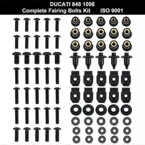 Kit completo di carene per motociclette Ducati 848, 1098 e 1198, comprensivo di kit di bulloni per la carenatura, kit carrozzeria, dadi e viti autofilettanti, tutto in acciaio inossidabile. (1/5)