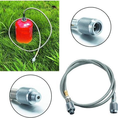 Hornilla portátil para camping - Adaptador plano para manguera de gas - Convertidor para exteriores - 107 x 1,9 x 1,9 cm. (1/3)