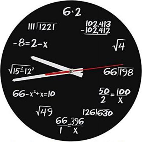 Horloge Murale - Formules Mathématiques - Cadran Noir Chalkboard - Diamètre 30 cm - Fonctionne sur Pile AA - 1 Unité (1/5)