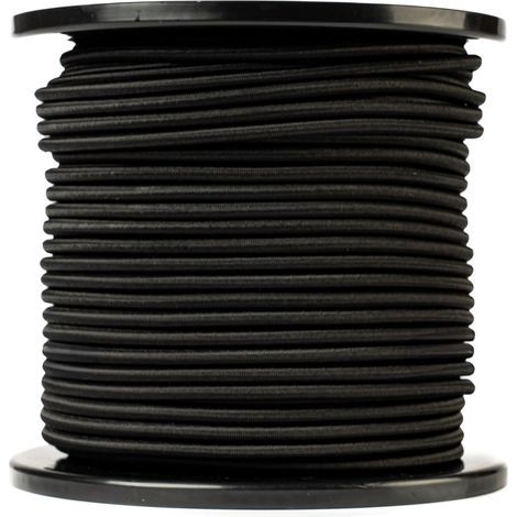Corde élastique Ronde (6mm, 100M, Noir) - Qualité Professionnelle - Résistante aux intempéries et réutilisable - Charge de Rupture 80kg (1/5)