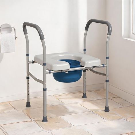 Chaise percée 4 en 1 ajustable avec accoudoirs rembourrés grigio (1/5)
