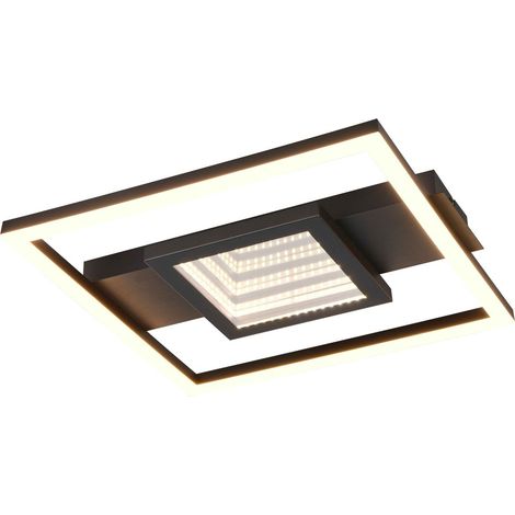 Plafoniera LED quadrata, metallo, nero, 35x35 cm, Wheeler (1/4)