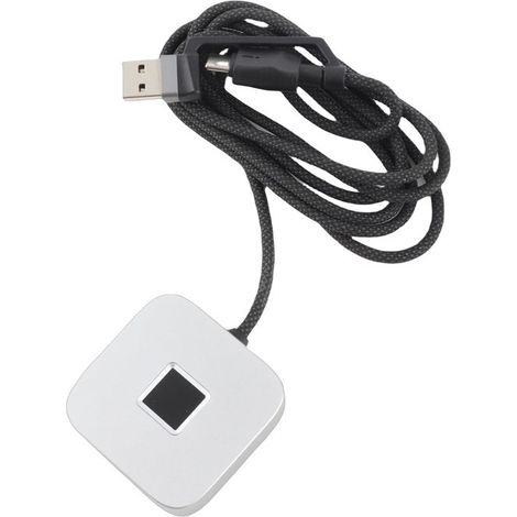 BelleRise - Lecteur d’empreintes USB – Windows Hello – Reconnaissance 360° rapide – Mini scanner biométrique – Argent (1/5)