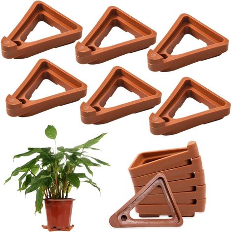 CSPARKV 12 Stück Blumentopffüße, atmungsaktiver Kunststoff, unsichtbare dreieckige Blumentopfstützen, Stabilisator für den Innen- und Außenbereich, Garten, Terrasse, Deck (L)