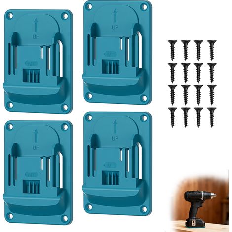4 Pcs Porte Outils Mural 18v 11,4 x 8,1cm Support Outils Mural avec 16 Vis Support Perceuse pour Perceuse sans Fil de Machine Atelier Stockage (1/5)