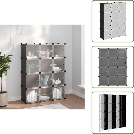 Estantería de acero - vidaXL Estantería de cubos con 12 compartimentos y puertas PP negro - Estantería de 12 compartimentos