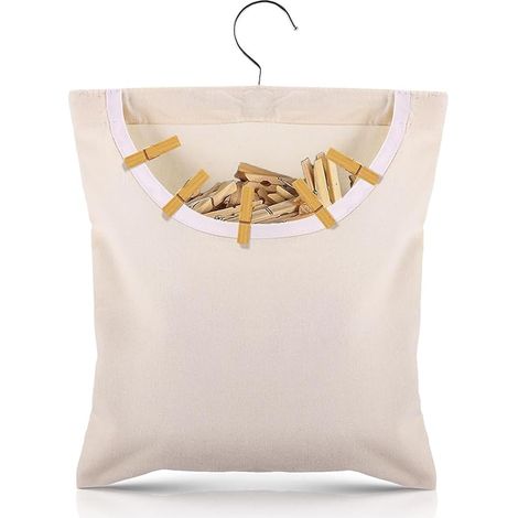 Sac à Pinces à Linge,Tissu d'Oxford Panier Pince à Linge avec Crochet en Acier Inoxydable,Rotation à 360°,Portable Sac de Rangement pour Pinces à Linge,Jouets,Balle,Petits Objets (1/5)