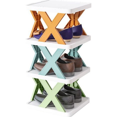 Étagère à chaussures gain de place, compacte et pliable, rangement mural stable, boîte à chaussures fine, montage facile, grande capacité, idéale entrée étroite, sneakers, talons, sandales et bottes.
