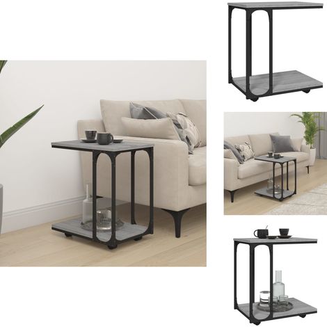 Beistelltisch mit Rollen Grau Sonoma 50x35x55,5cm Holzwerkstoff - Industrieller Stil - Beistelltisch - Nachttisch - Wohnzimmerstil - Regal (1/5)