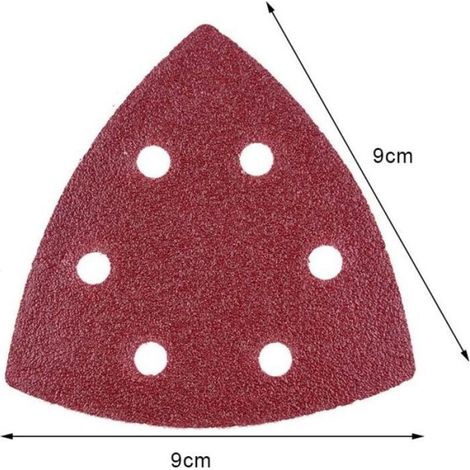 Disque Abrasif Triangulaire - 90 mm - Grains 60 80 120 180 240 320 400 - 6 Trous Pour Aspiration - Oxyde D Aluminium - Lot De 70 (1/5)