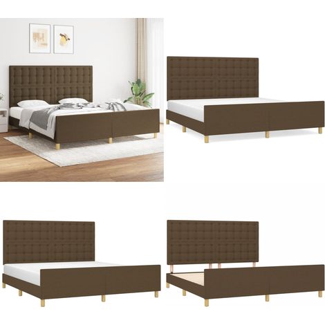Bettgestell mit Kopfteil Dunkelbraun 180x200 cm Stoff - Bettes Gestell - Doppelbett - Boxspringbetten - Lattenrost - Kopfendeckeln - Home & Living (1/5)