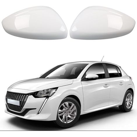 coques de rétroviseur extérieur pour 208 2012-2019, Corsa F/Mokka B 2019-2025, capuchons de rétroviseurs, gauche et droite (Blanc) (1/5)