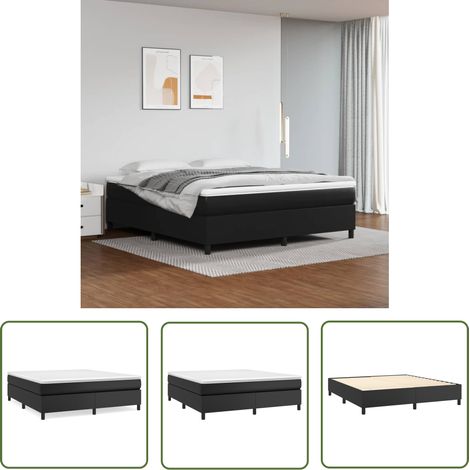 The Living Store Bettgestell Schwarz 160x200 cm Kunstleder - Schlafzimmer Möbel - Betten Gestellen - Doppelbett - Kunstleder Bett - Schwarzes Bett (1/5)