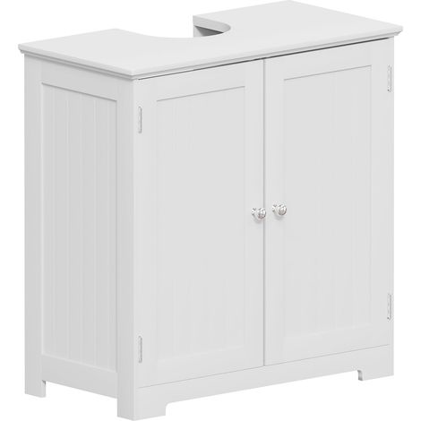Meuble de rangement pour salle de bain avec 2 portes Blanc 30 x 60 x 60 cm (1/5)